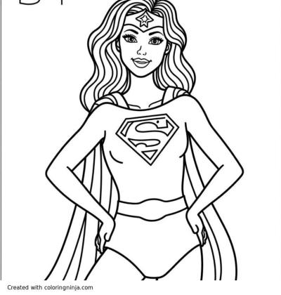 A coloring page of super woman