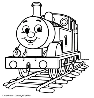 A coloring page of Thomas the Tank engine