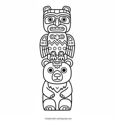 A coloring page of totem pole coloring page