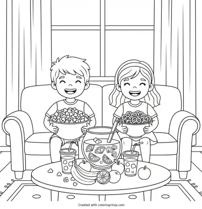 Game Day Snack Party Coloring Page