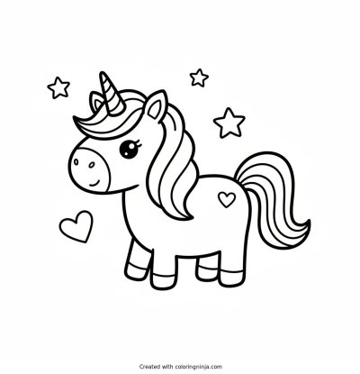 A coloring page of unicorn