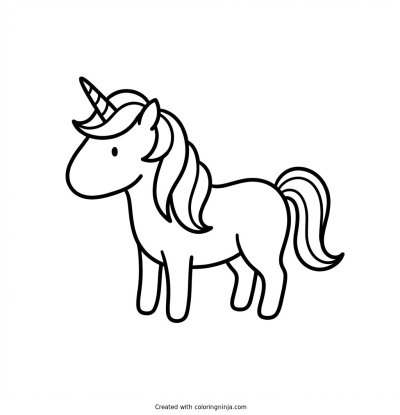 A coloring page of unicorn