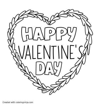 A coloring page of valentine's day