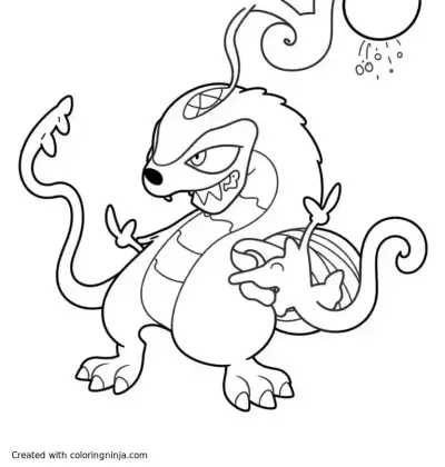 A coloring page of venom juggling pokemon