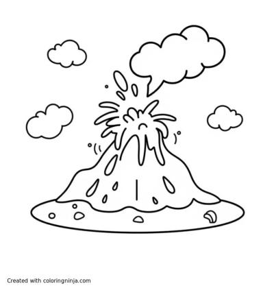 A coloring page of vinegar and baking soda makes volcano