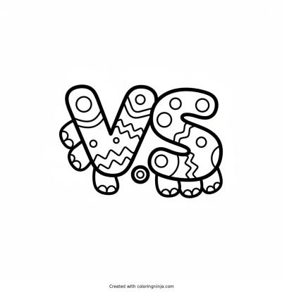 A coloring page of V.S logo