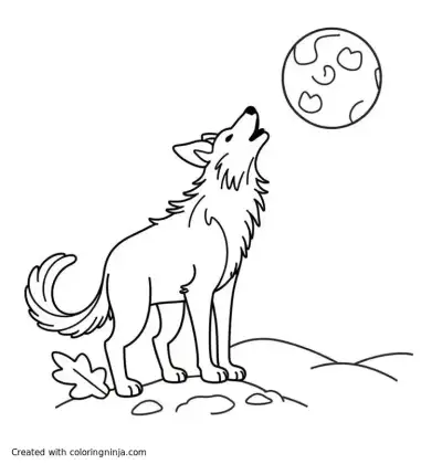 A coloring page of werewolf howling at the moon