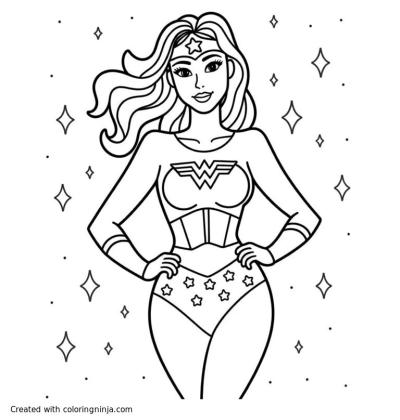 A coloring page of wonder woman
