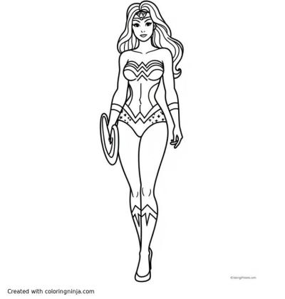 A coloring page of Wonder woman