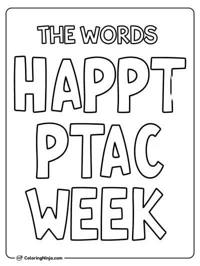 Happy PTAC Week Text Sign Coloring Page
