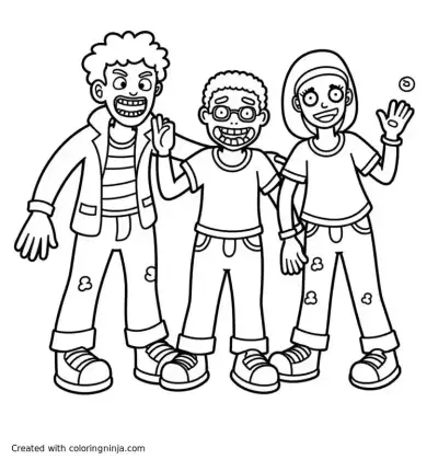 A coloring page of zombies