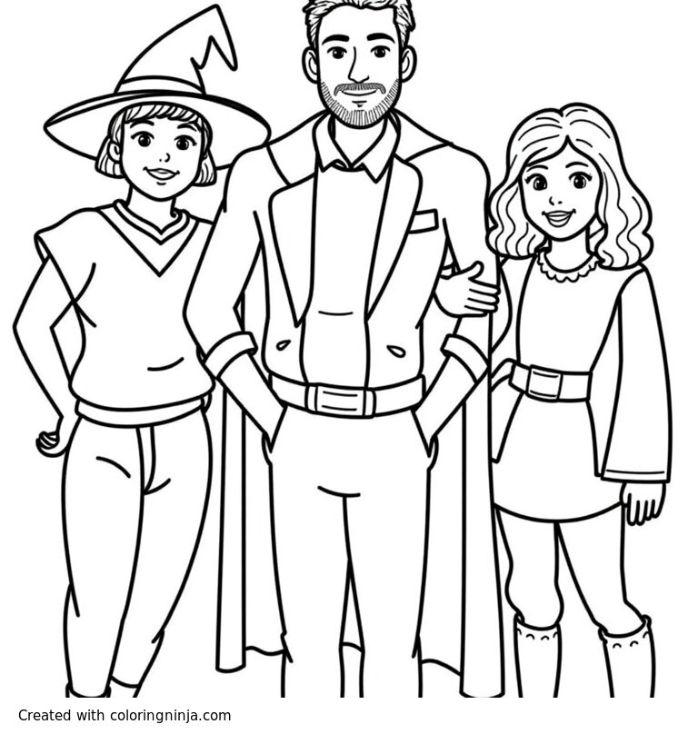 A coloring page of wicked characters in emerald city