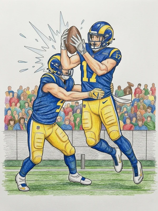 Los Angeles Rams coloring page colored in with pencils