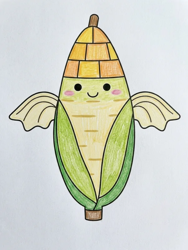 Poppy Playtime coloring page colored in with pencils