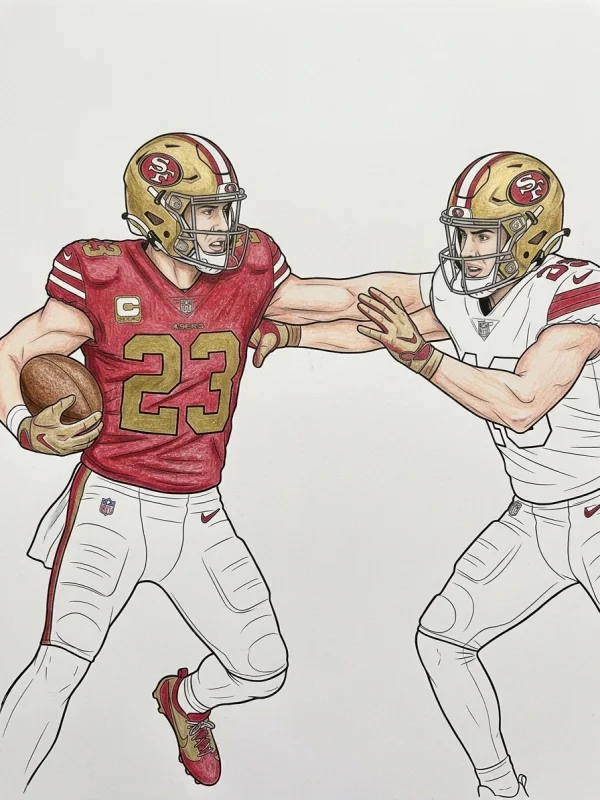 San Francisco 49ers coloring page colored in with pencils