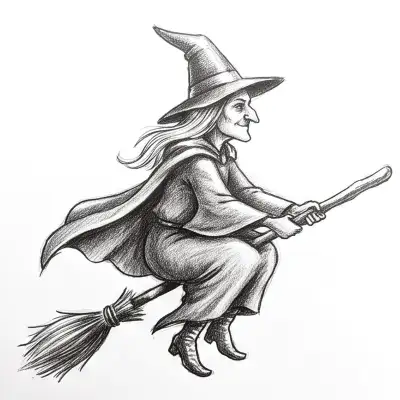How to Draw a Witch on a Broom, Step by Step