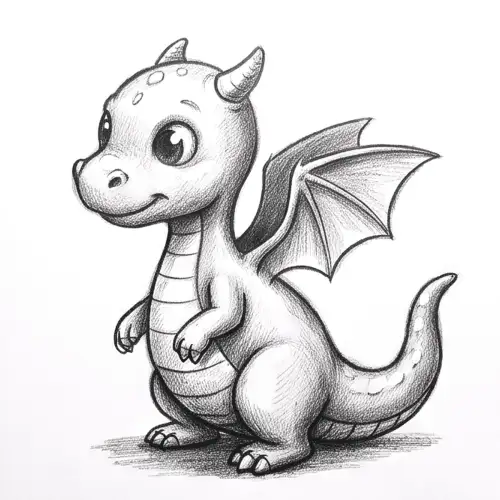 How to Draw a Baby Dragon: finished drawing