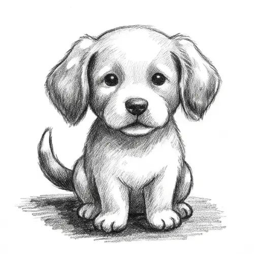 How to Draw a Cute Puppy: finished drawing