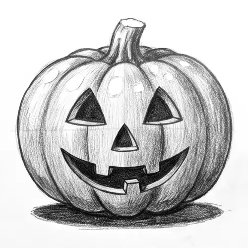 How to Draw a Halloween Pumpkin: finished drawing