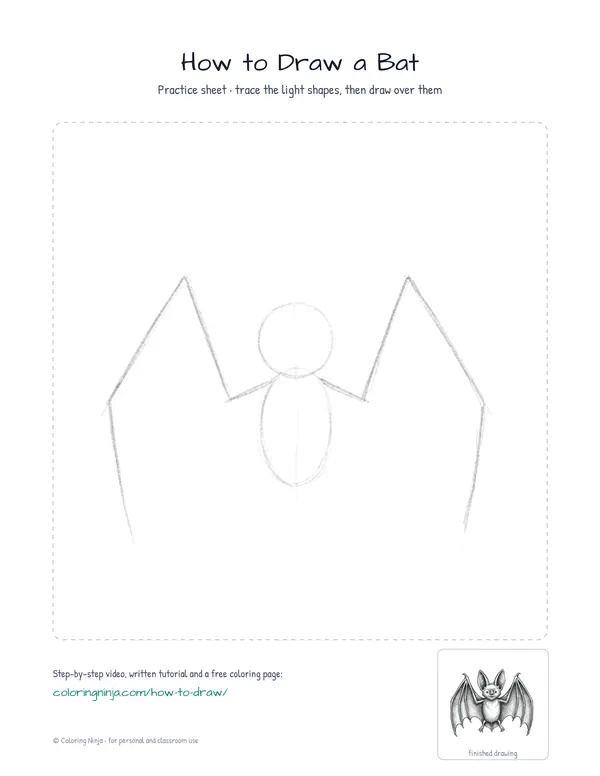 Printable practice sheet: the guide shapes in light grey to trace over