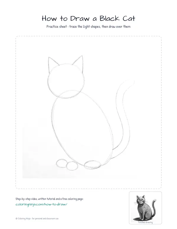 Printable practice sheet: the guide shapes in light grey to trace over