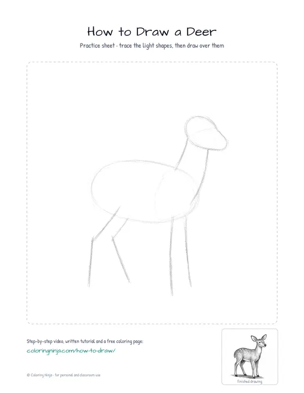 Printable practice sheet: the guide shapes in light grey to trace over