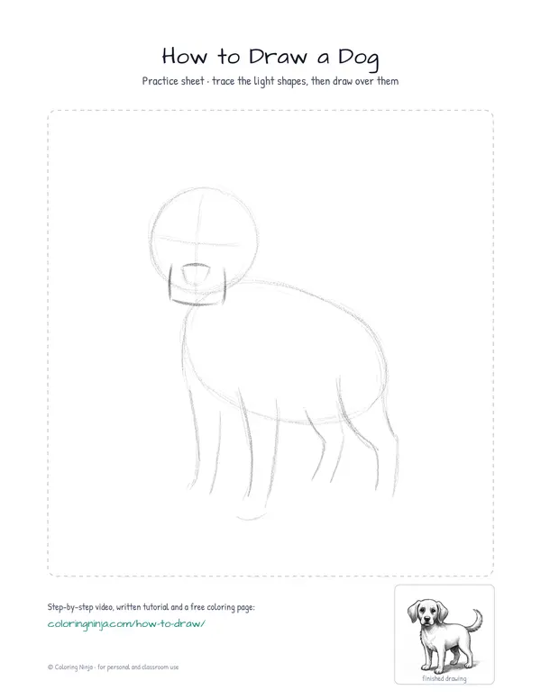Printable practice sheet: the guide shapes in light grey to trace over