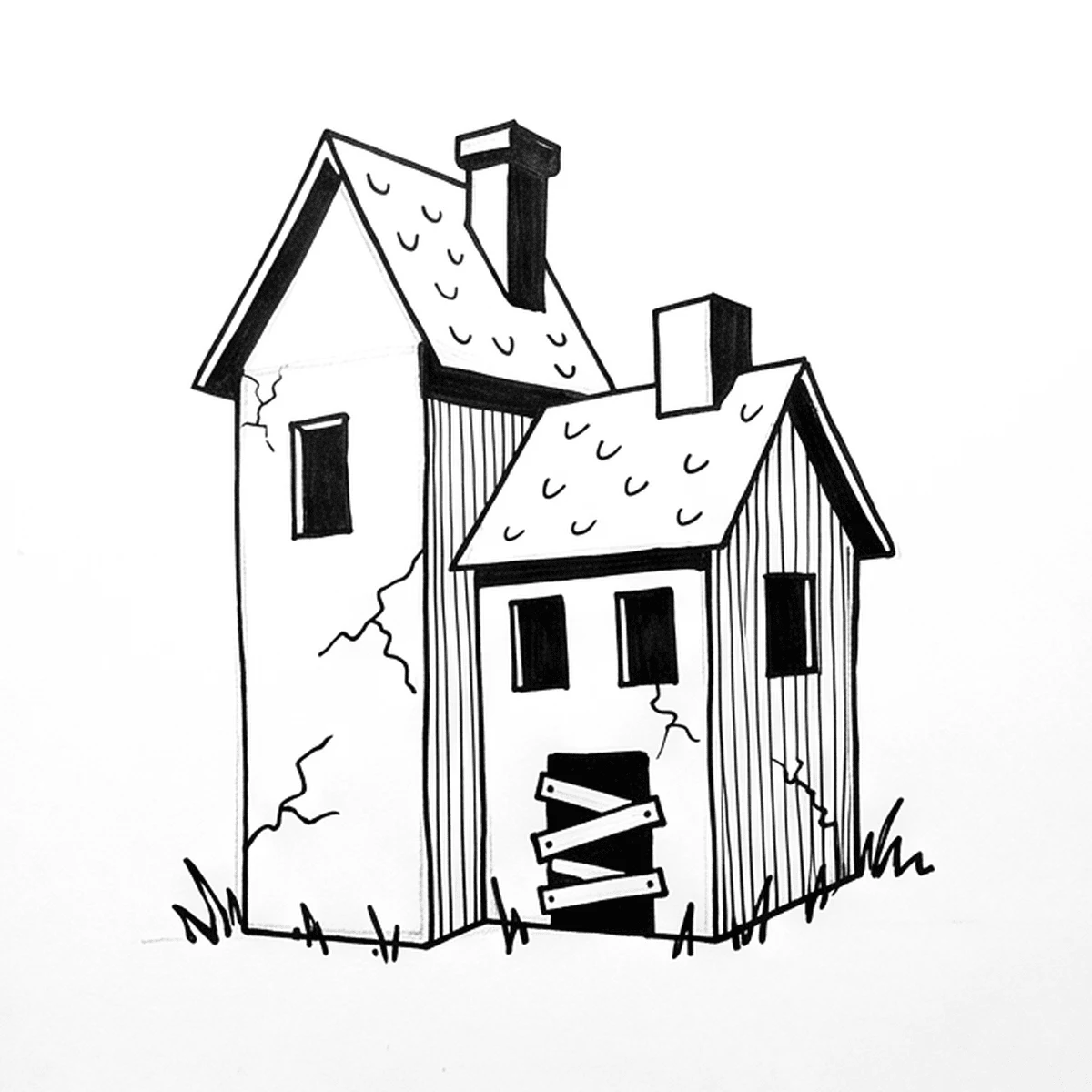 Cómo dibujar una casa embrujada paso a paso