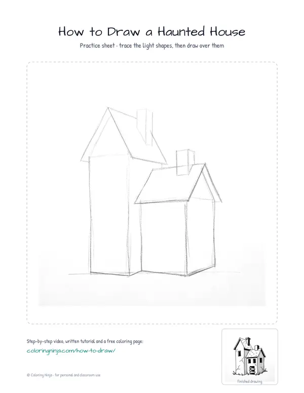 Printable practice sheet: the guide shapes in light grey to trace over