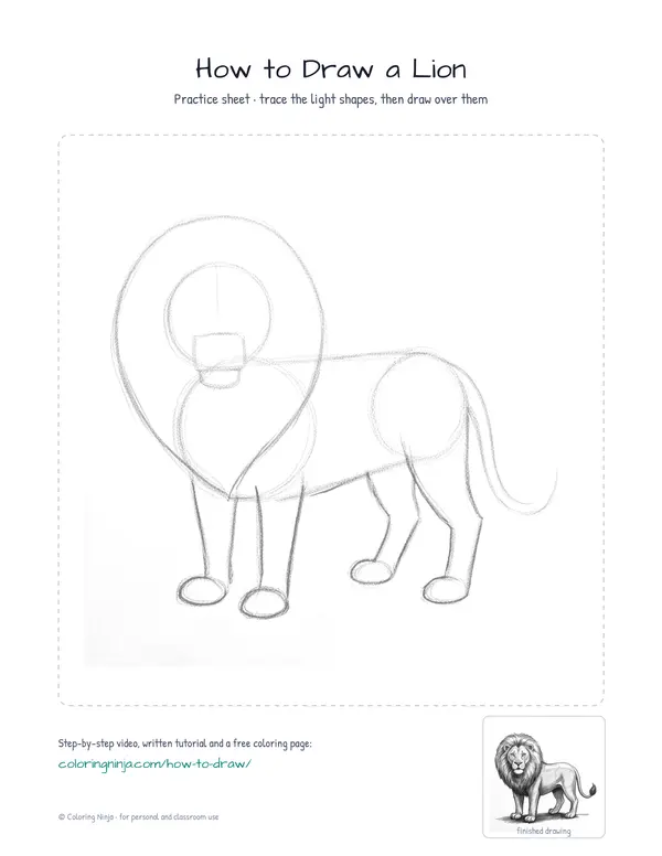 Printable practice sheet: the guide shapes in light grey to trace over