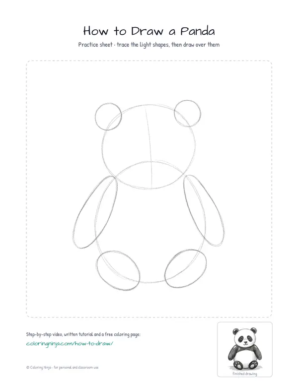 Printable practice sheet: the guide shapes in light grey to trace over