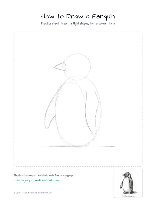 Printable practice sheet: the guide shapes in light grey to trace over