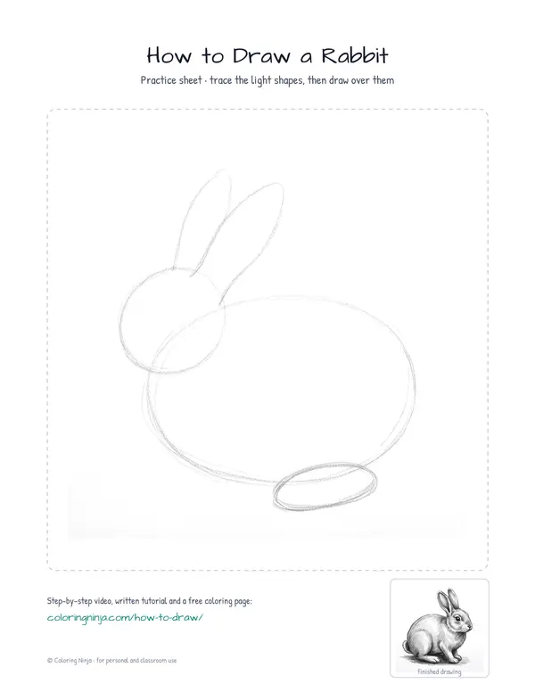Printable practice sheet: the guide shapes in light grey to trace over