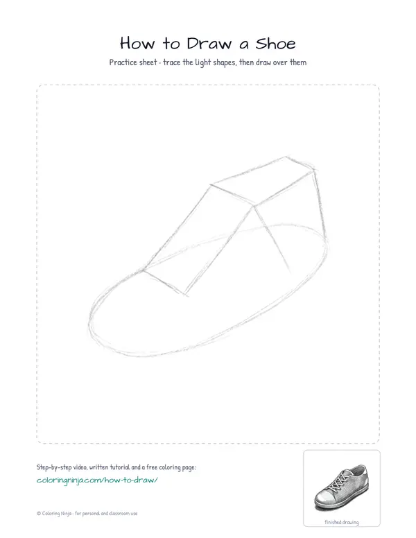 Printable practice sheet: the guide shapes in light grey to trace over
