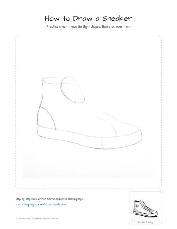Printable practice sheet: the guide shapes in light grey to trace over