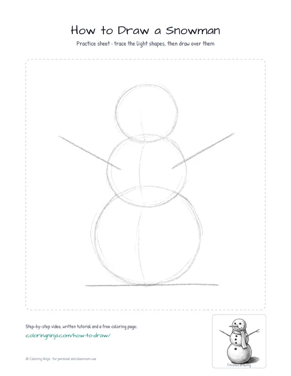 Printable practice sheet: the guide shapes in light grey to trace over