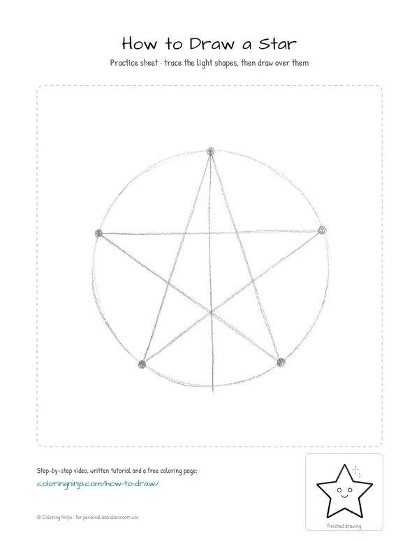 Printable practice sheet: the guide shapes in light grey to trace over