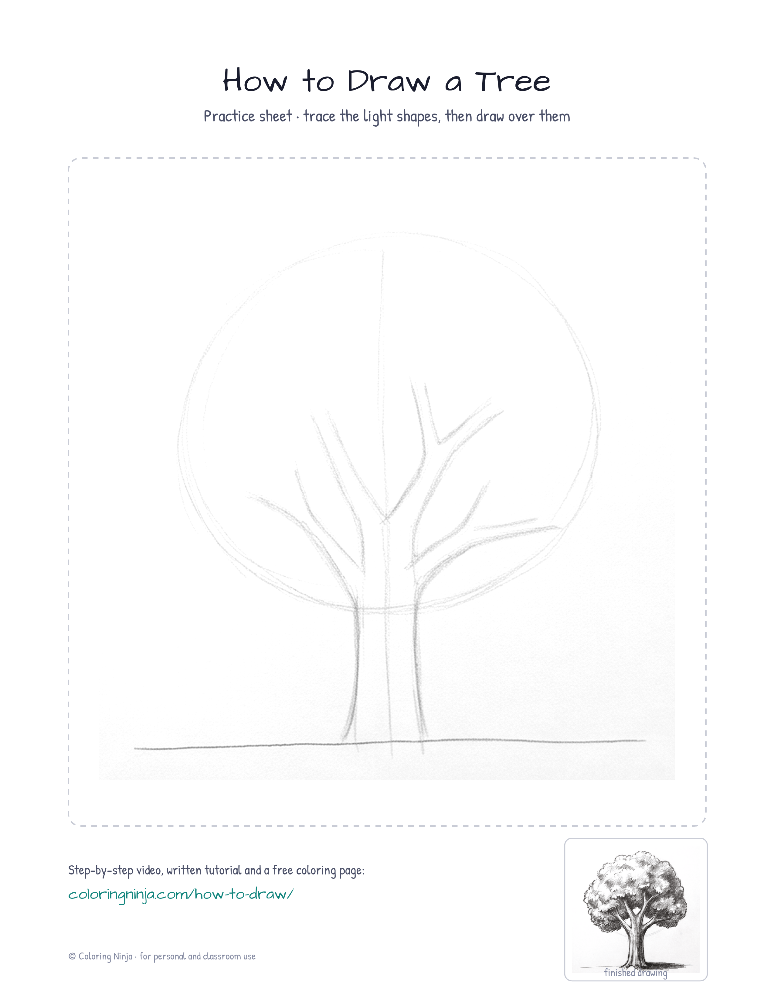 How to Draw a Tree, Step by Step - Coloring Ninja