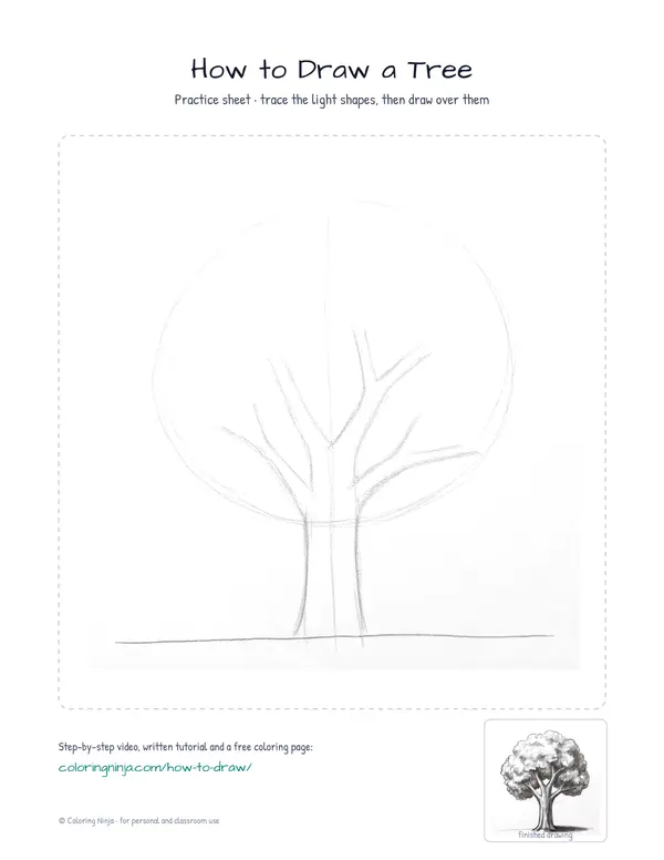 Printable practice sheet: the guide shapes in light grey to trace over