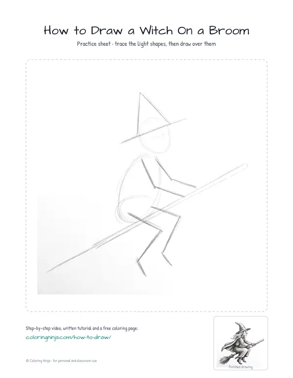 Printable practice sheet: the guide shapes in light grey to trace over