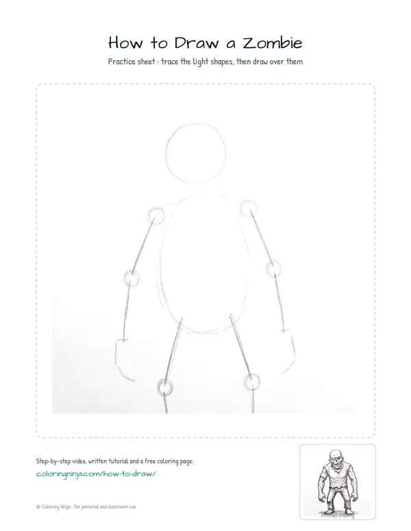 Printable practice sheet: the guide shapes in light grey to trace over