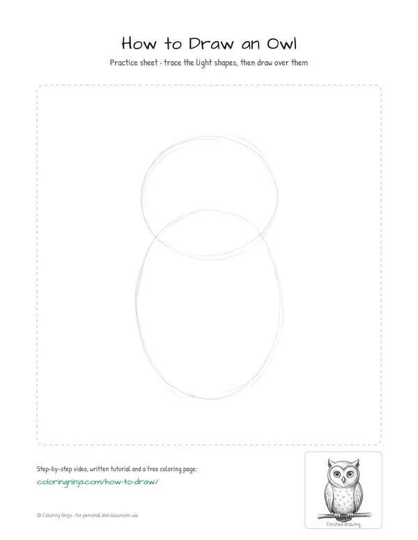 Printable practice sheet: the guide shapes in light grey to trace over