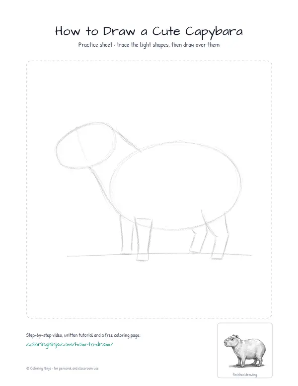 Printable practice sheet: the guide shapes in light grey to trace over