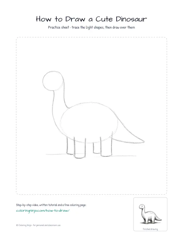 Printable practice sheet: the guide shapes in light grey to trace over