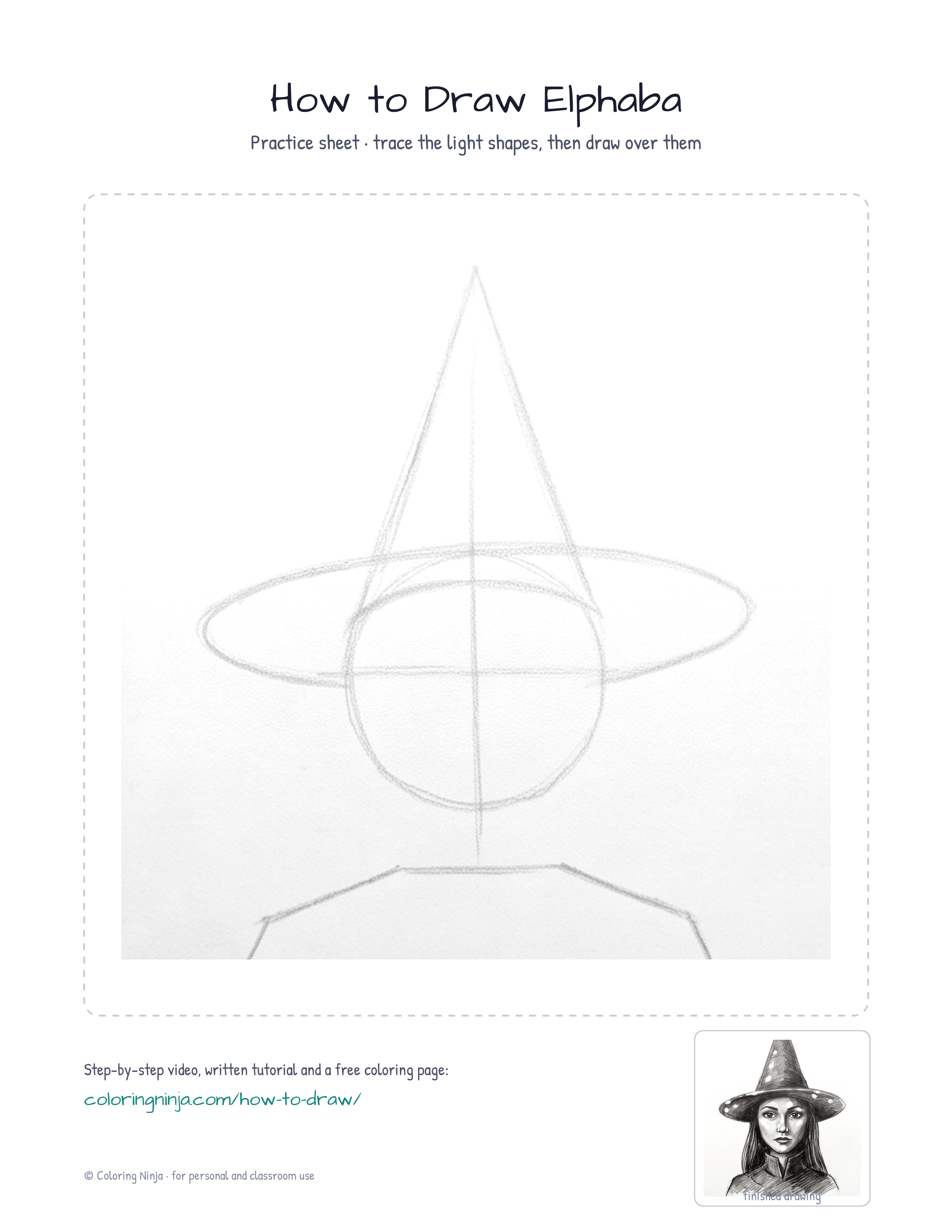 Elphaba Coloring In How to Draw Elphaba, Step by Step - Coloring Ninja