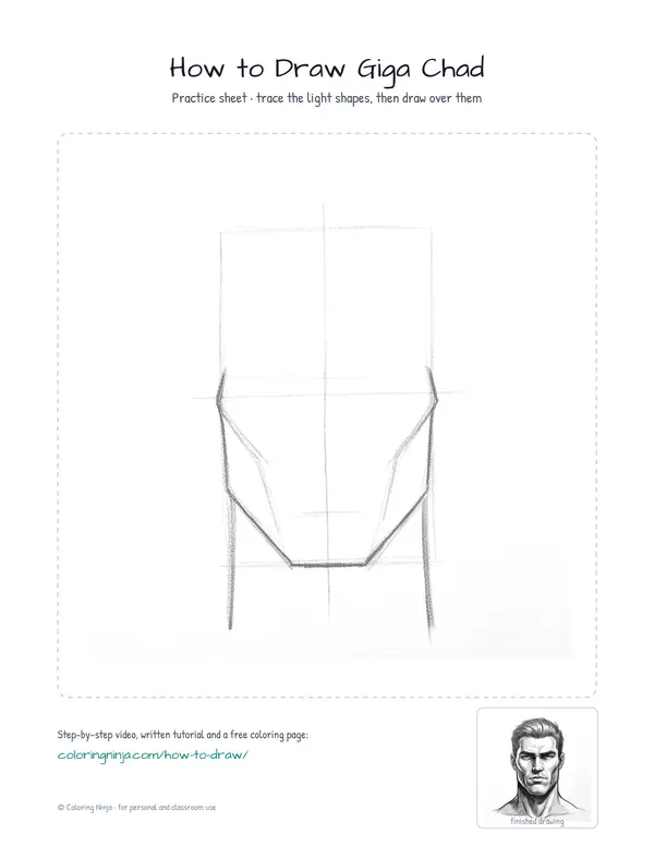 Printable practice sheet: the guide shapes in light grey to trace over