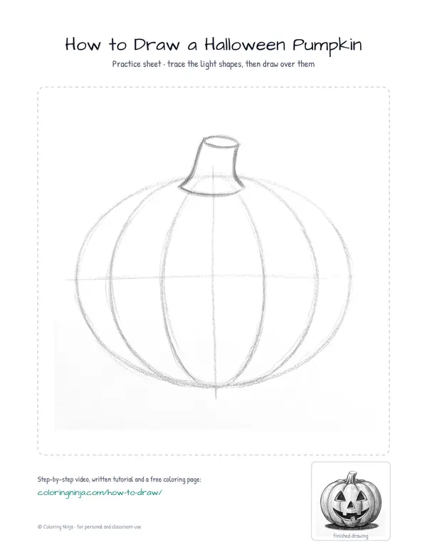 Printable practice sheet: the guide shapes in light grey to trace over