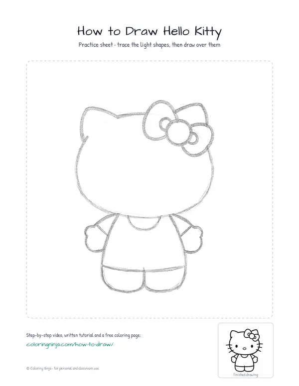 Printable practice sheet: the guide shapes in light grey to trace over