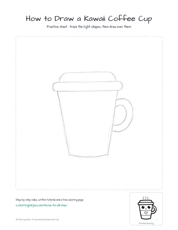 Printable practice sheet: the guide shapes in light grey to trace over