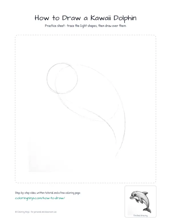 Printable practice sheet: the guide shapes in light grey to trace over